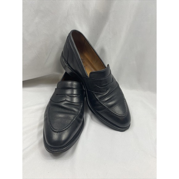 Allen Edmonds Parkland 3216 Black Pebble Grain Slip On Penny Loafers Men's 8 EEE - Picture 1 of 12